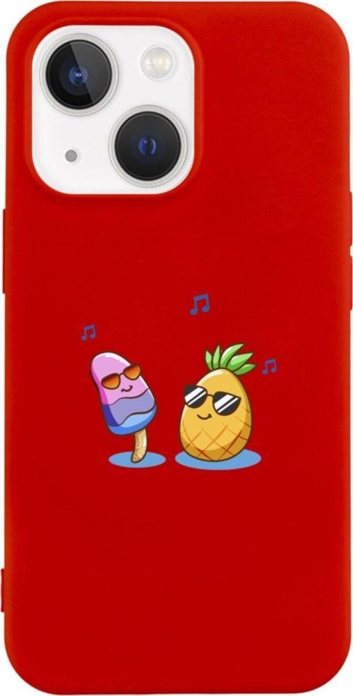 İphone 13 Singer Pineapple Tasarımlı Kırmızı Telefon Kılıfı