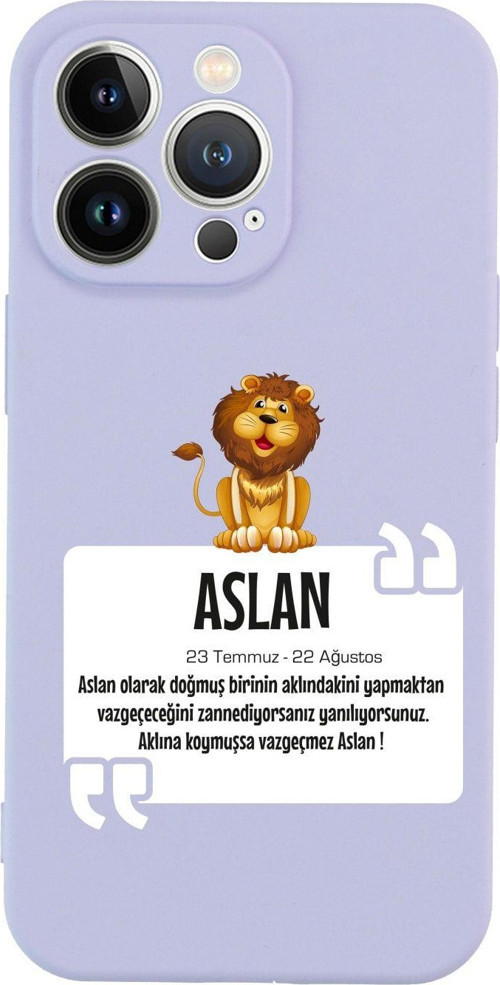 İphone 13 Pro Aslan Burcu Tasarımlı Lila Telefon Kılıfı