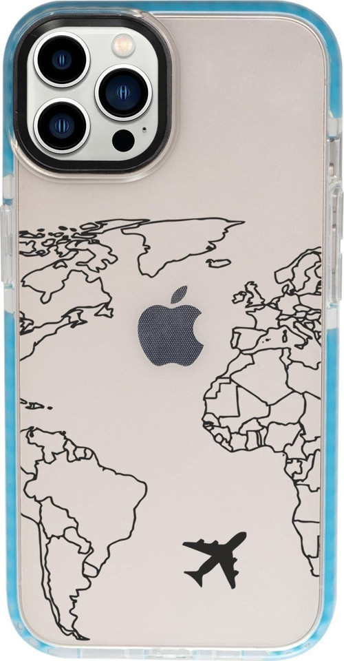 İphone 13 Pro Max World Map Lines Candy Bumper Darbe Emci Silikonlu Telefon Kılıfı