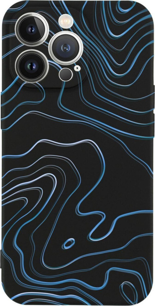 İphone 13 Pro Blue Art Tasarımlı Siyah Telefon Kılıfı