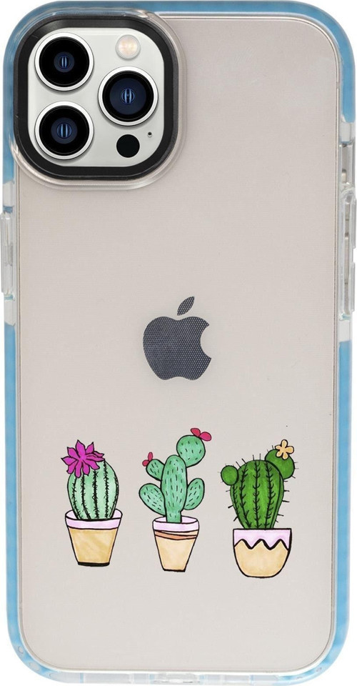 İphone 13 Pro Max Üçlü Kaktüs Candy Bumper Darbe Emci Silikonlu Telefon Kılıfı