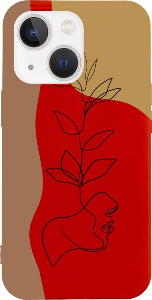 İphone 13 Flower Face Tasarımlı Kırmızı Telefon Kılıfı