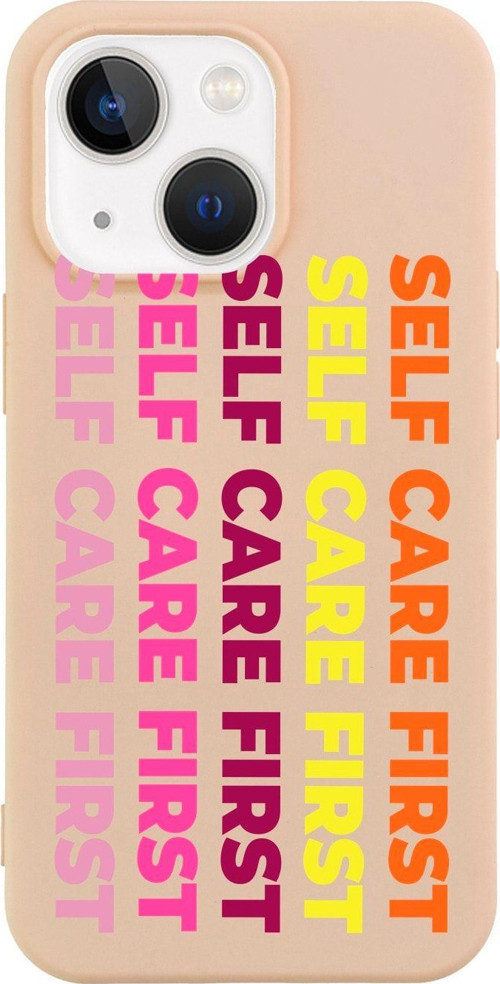 İphone 13 Self Care Fırst Tasarımlı Pembe Telefon Kılıfı