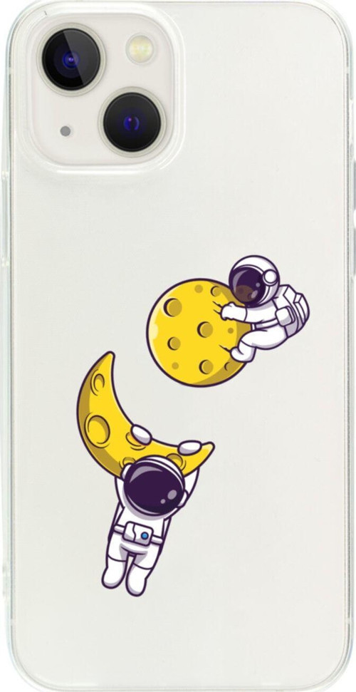 İphone 13 Astronot Ay Ve Yıldız Şeffaf Telefon Kılıfı