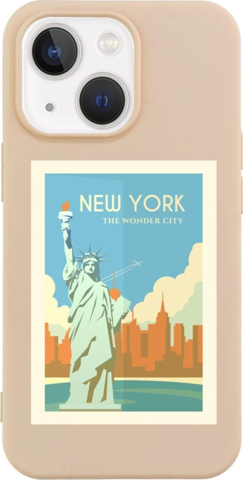 İphone 13 New York Tasarımlı Pembe Telefon Kılıfı