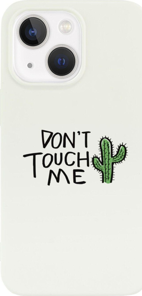 İphone 13 Don'T Touch Me Tasarımlı Beyaz Telefon Kılıfı