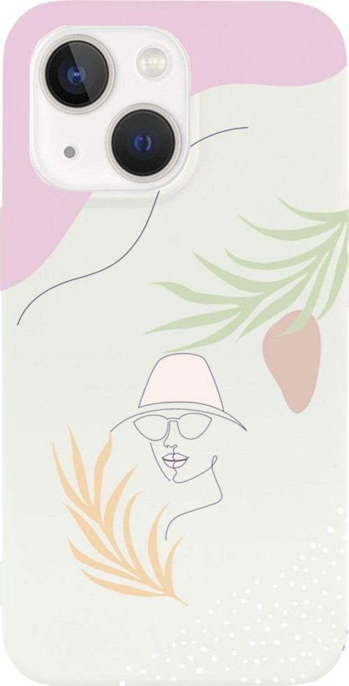 İphone 13 Face Art Flower Tasarımlı Beyaz Telefon Kılıfı