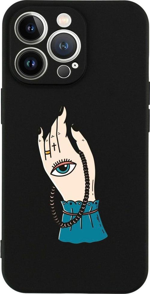 İphone 13 El Ve Göz Tasarımlı Siyah Telefon Kılıfı