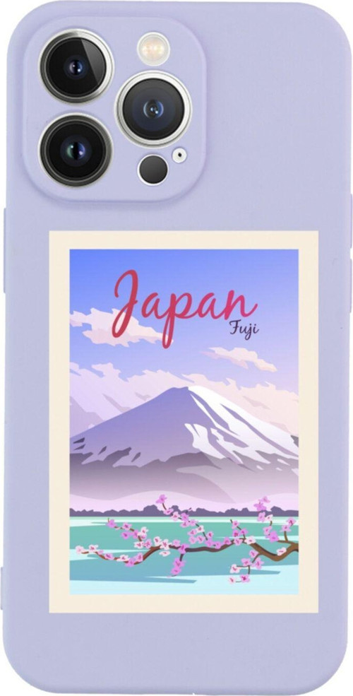 İphone 13 Pro Japan Fuji Tasarımlı Lila Telefon Kılıfı