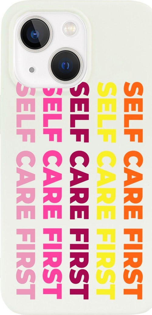 İphone 13 Self Care Fırst Tasarımlı Beyaz Telefon Kılıfı