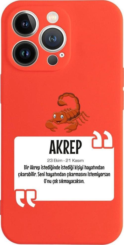 İphone 13 Pro Akrep Burcu Tasarımlı Kırmızı Telefon Kılıfı