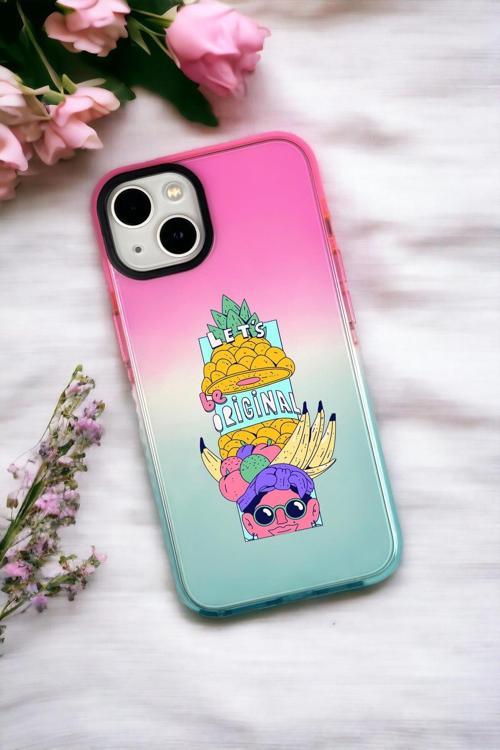 İphone 13 Uyumlu Be Original Desenli Premium Rainbow Silikonlu Telefon Kılıfı