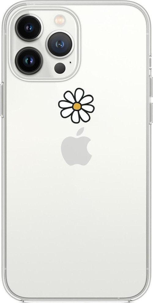 İphone 13 Pro Max Uyumlu Papatya Desenli Premium Silikonlu Şeffaf Telefon Kılıfı