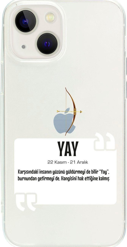 İphone 13 Yay Burcu Desenli Şeffaf Telefon Kılıfı