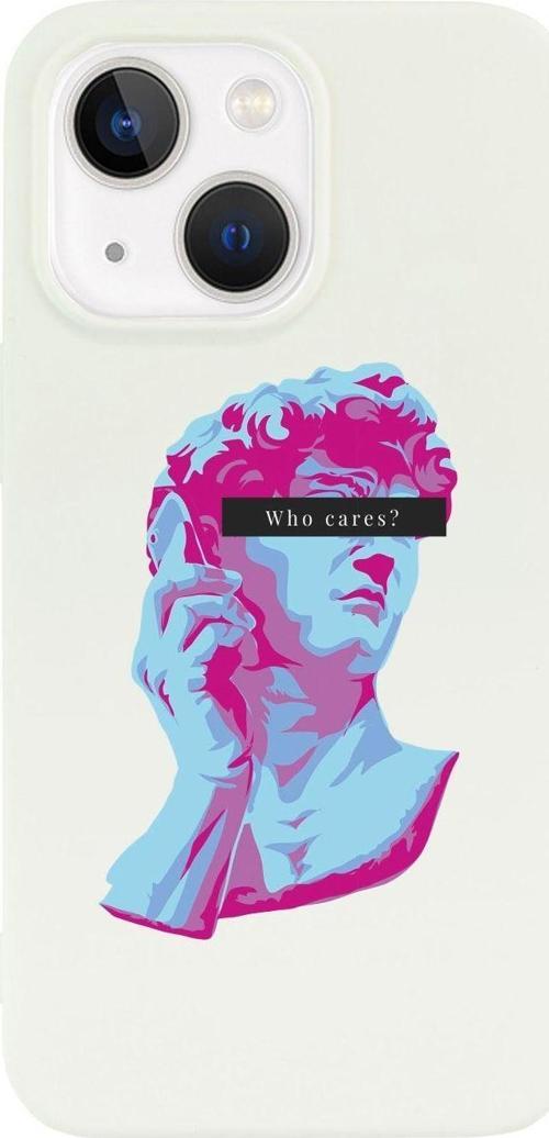 İphone 13 Who Cares Tasarımlı Beyaz Telefon Kılıfı