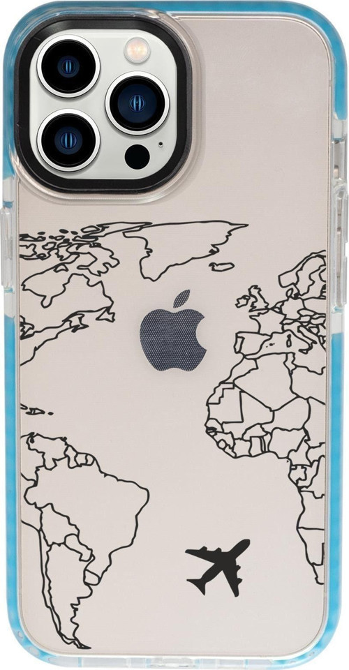 İphone 13 Pro World Map Lines Candy Bumper Darbe Emci Silikonlu Telefon Kılıfı