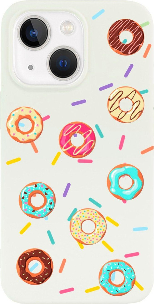 İphone 13 Donuts Tasarımlı Beyaz Telefon Kılıfı