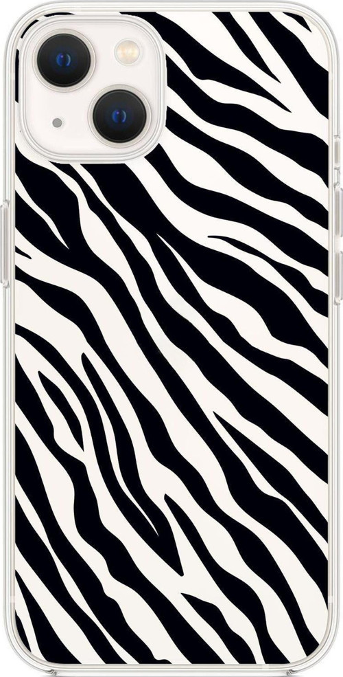 İphone 13 Uyumlu Zebra Pattern Premium Silikonlu Şeffaf Kılıf