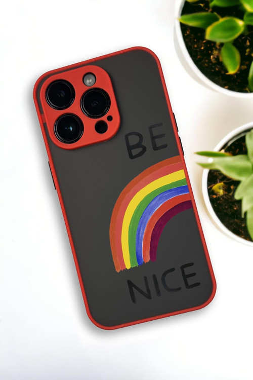 İphone 13 Pro Max Uyumlu Be Nice Desenli Buzlu Şeffaf Lüx Telefon Kılıfı