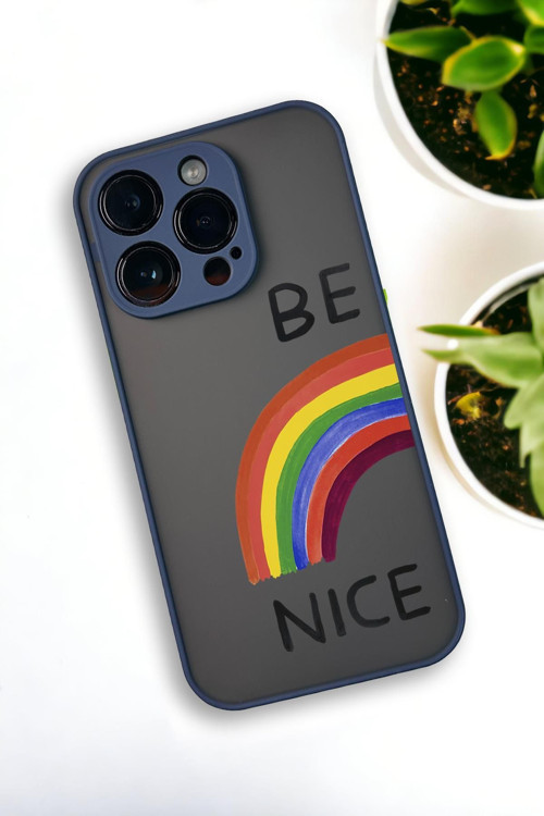 İphone 13 Pro Max Uyumlu Be Nice Desenli Buzlu Şeffaf Lüx Telefon Kılıfı