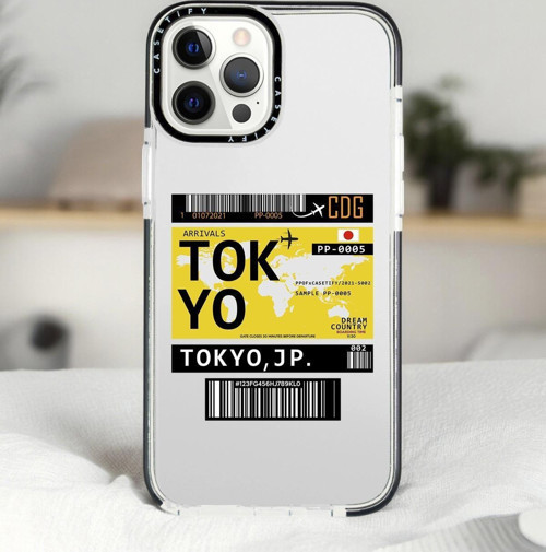 İphone 13 Pro Tokyo Ticket Desenli Casetify Darbe Emci Silikonlu Telefon Kılıfı