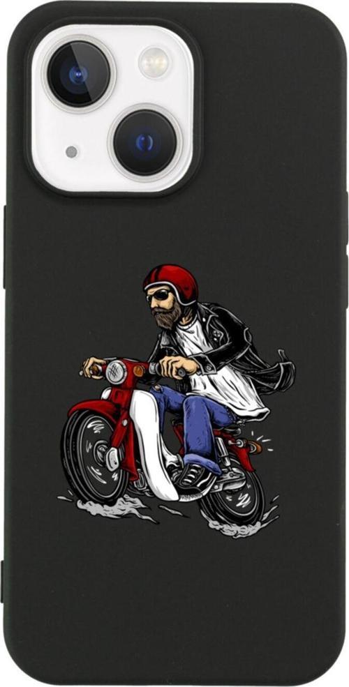İphone 13 Motobiker Tasarımlı Siyah Telefon Kılıfı