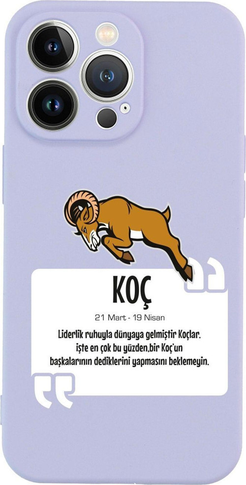 İphone 13 Pro Koç Burcu Tasarımlı Lila Telefon Kılıfı