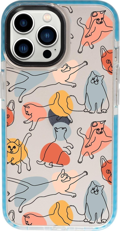 İphone 13 Pro Sevimli Kedi Figürleri Candy Bumper Darbe Emci Silikonlu Telefon Kılıfı