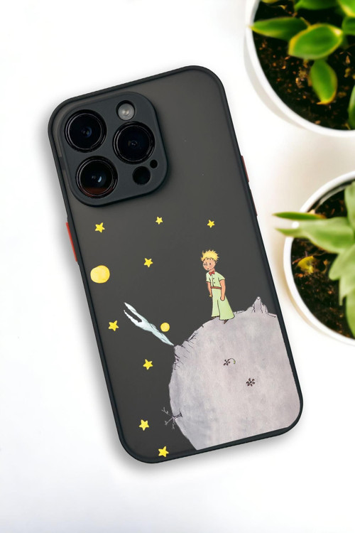 İphone 13 Pro Max Uyumlu Küçük Prens Desenli Buzlu Şeffaf Lüx Telefon Kılıfı