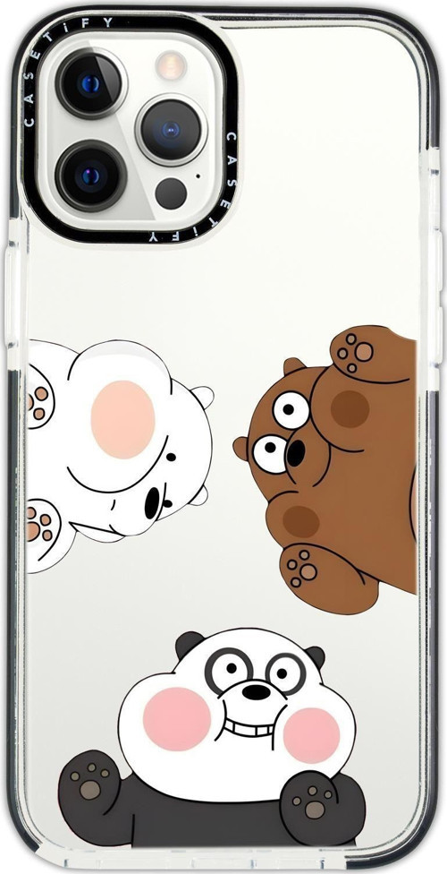 İphone 13 Pro Uyumlu Casetify Cute Animals Desenli Anti Shock Premium Silikonlu Siyah Kenar Detaylı