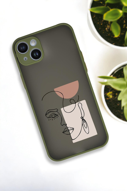 İphone 13 Uyumlu Women Art Desenli Buzlu Şeffaf Lüx Telefon Kılıfı
