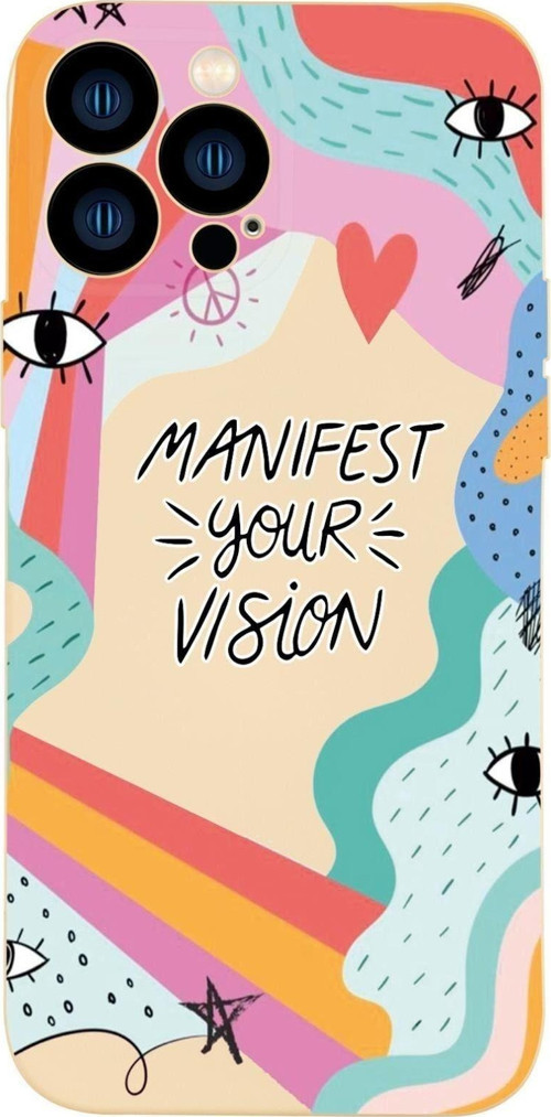 İphone 13 Pro Uyumlu Manifest Your Vision Desenli Kamera Lens Korumalı Darbe Emici Silikonlu Lansman