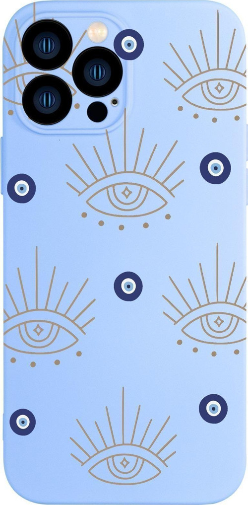 İphone 13 Pro Max Uyumlu Evil Eye Desenli Kamera Korumalı Premium Silikonlu Telefon Kılıfı