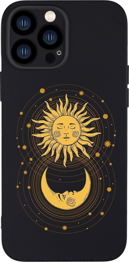 İphone 13 Pro Uyumlu Moon And Sun Desenli Kamera Lens Korumalı Darbe Emici Silikonlu Lansman Kılıf
