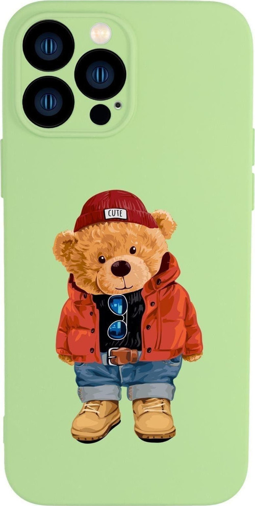 İphone 13 Pro Uyumlu Teddy Bear Desenli Kamera Lens Korumalı Darbe Emici Premium Silikonlu Kılıf