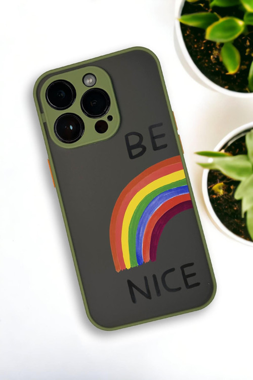İphone 13 Pro Max Uyumlu Be Nice Desenli Buzlu Şeffaf Lüx Telefon Kılıfı