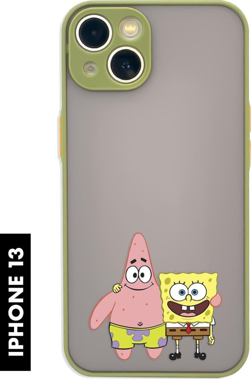 İphone 13 Uyumlu Sünger Bob Ve Patrick Star Desenli Matguard Buzlu Şeffaf Telefon Kılıfı