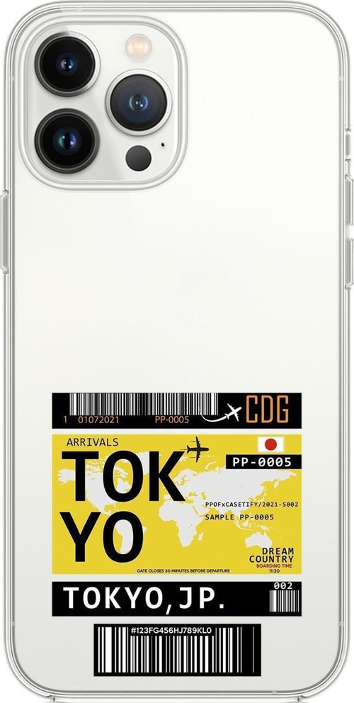 İphone 13 Pro Uyumlu Tokyo Ticket Desenli Premium Silikonlu Şeffaf Telefon Kılıfı
