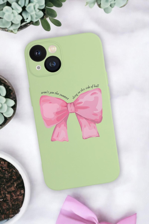 İphone 13 Uyumlu Pembe Kurdele Kamera Korumalı Premium Silikonlu Telefon Kılıfı