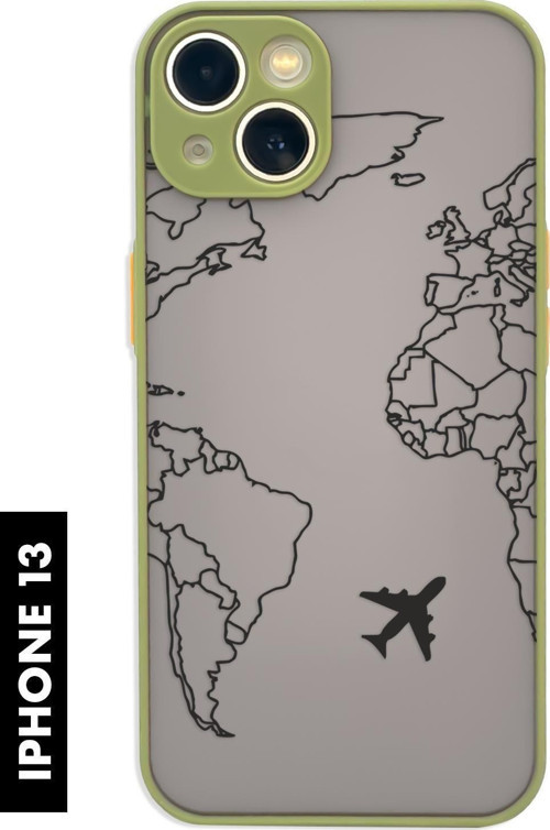 İphone 13 Uyumlu World Map Lines Desenli Matguard Buzlu Şeffaf Telefon Kılıfı