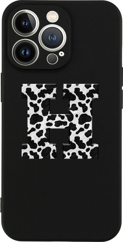 İphone 13 Pro H Harfi Tasarımlı Siyah Telefon Kılıfı