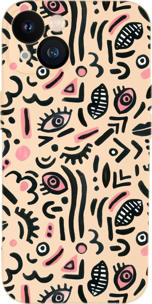 İphone 13 Uyumlu Doodle Desenli Kamera Lens Korumalı Darbe Emici Silikonlu Lansman Kılıf