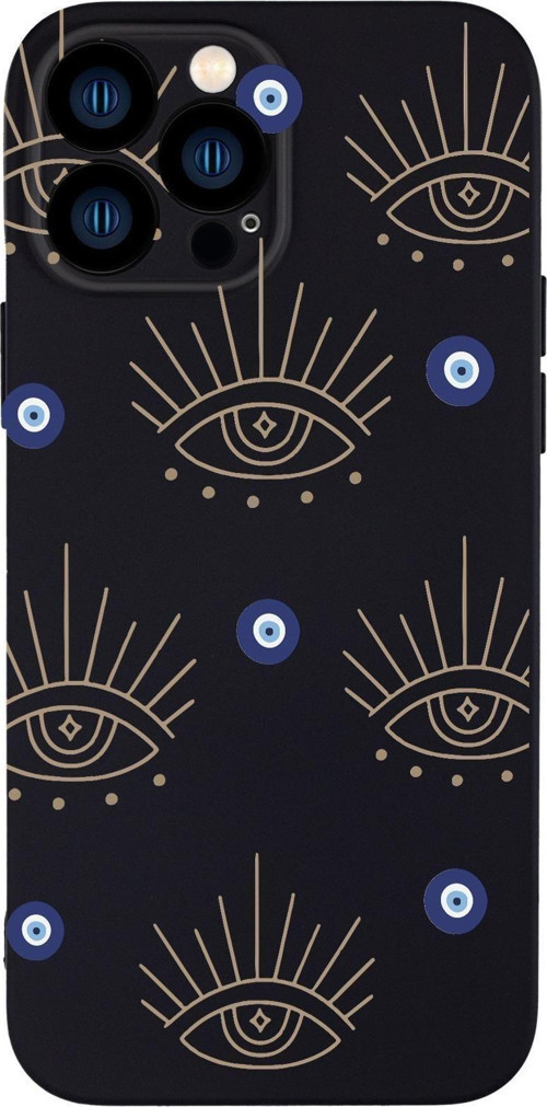 İphone 13 Pro Uyumlu Evil Eye Desenli Kamera Korumalı Premium Silikonlu Telefon Kılıfı