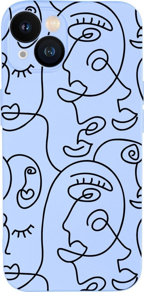 İphone 13 Uyumlu Face Art Desenli Kamera Lens Korumalı Darbe Emici Silikonlu Lansman Kılıf