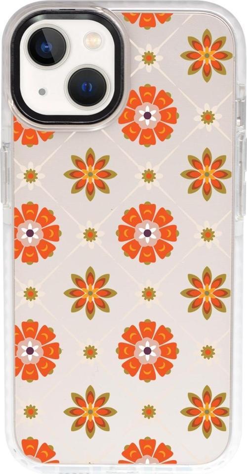 İphone 13 Uyumlu Nostaljik Motifler Desenli Candy Bumper Silikonlu Telefon Kılıfı