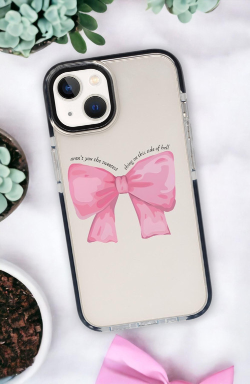 İphone 13 Uyumlu Pembe Kurdele Candy Bumper Silikonlu Telefon Kılıfı