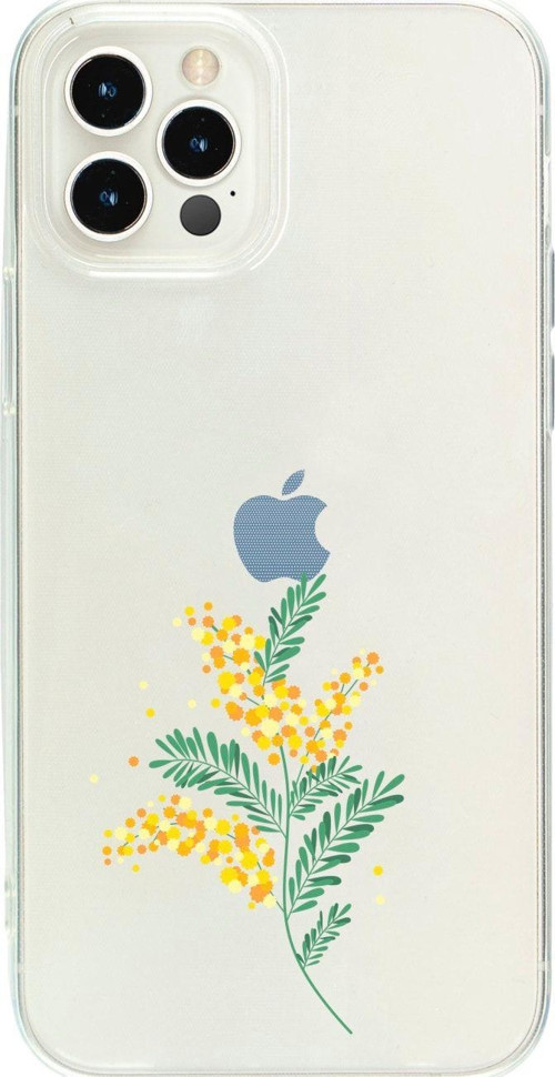 İphone 13 Pro Max Sarı Çiçek Desenli Şeffaf Telefon Kılıfı