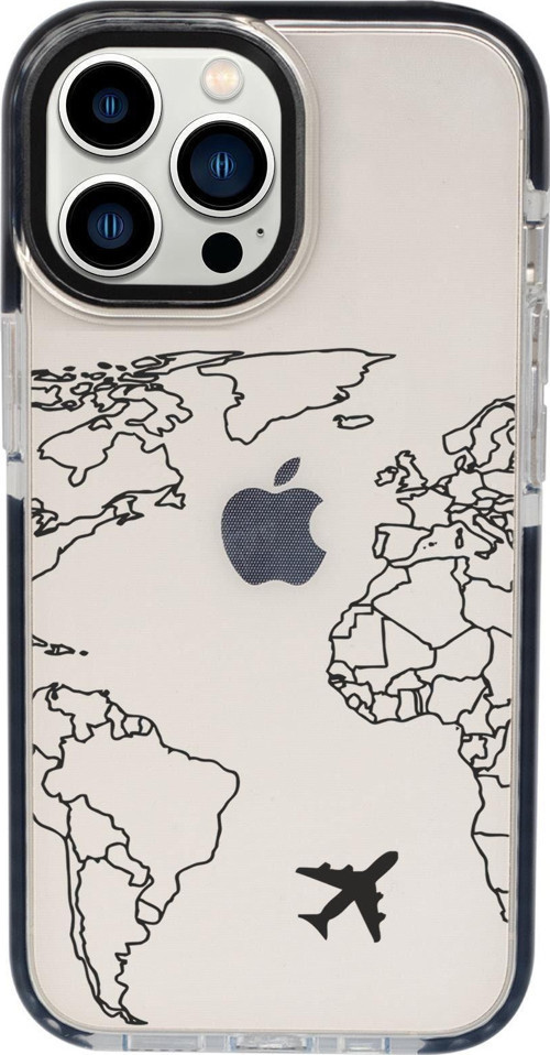 İphone 13 Pro World Map Lines Candy Bumper Darbe Emci Silikonlu Telefon Kılıfı