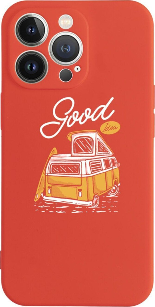İphone 13 Pro Good Karavan Tasarımlı Kırmızı Telefon Kılıfı