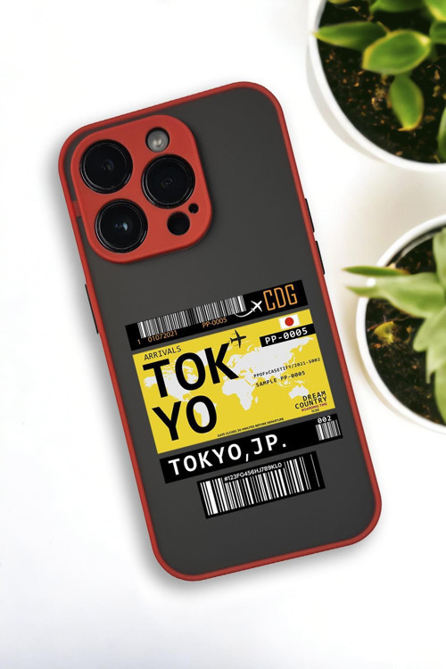 İphone 13 Pro Uyumlu Tokyo Ticket Desenli Buzlu Şeffaf Lüx Telefon Kılıfı